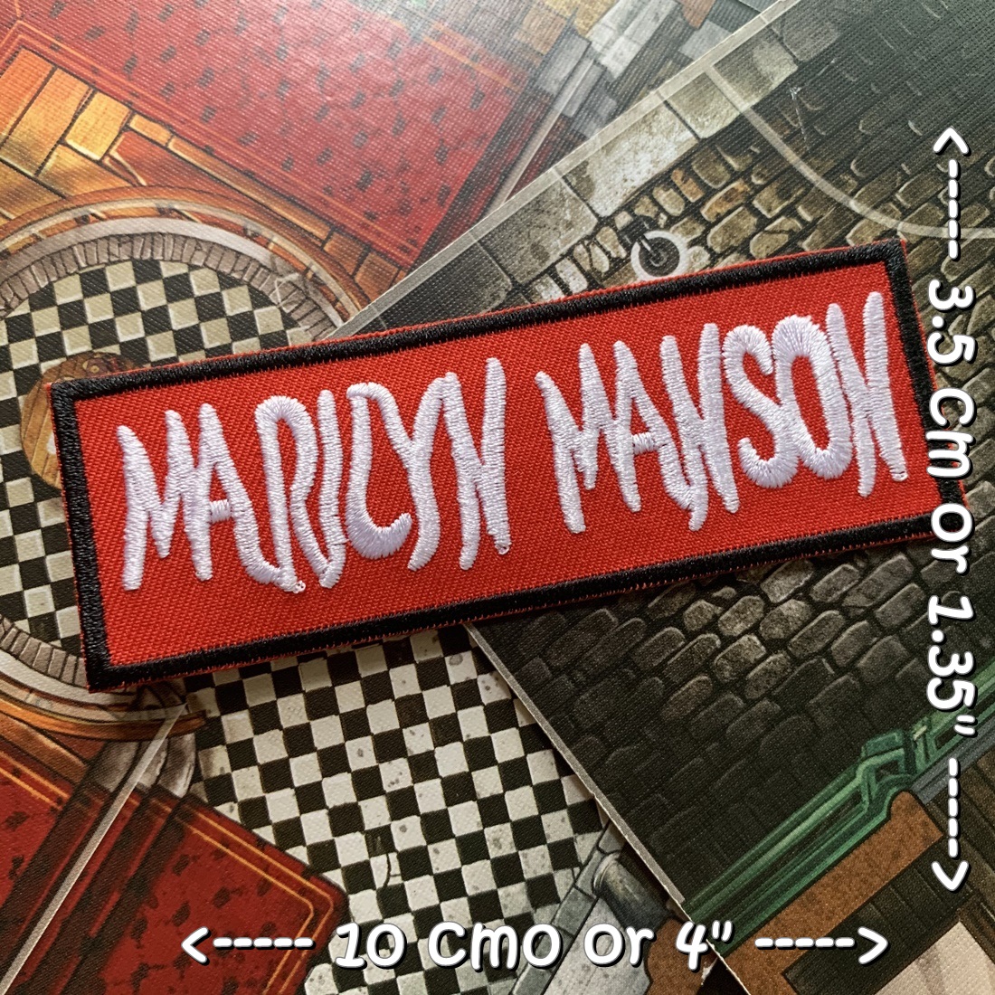 Marilyn Manson วงดนตรี ร็อค เฮฟวี่เมทัล พังค์ ตัวรีดแบบปัก อาร์มปัก ตัวรีดติดเสื้อ ตัวรีด ติดกระเป๋า ติดหมวก ติดแจ๊คเก็ต Rock Iron on Embroidered Patch