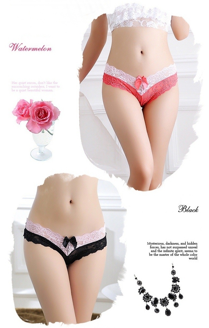 NA014 กางเกงในลูกไม้เซ็กซี่ กางเกงในเอวต่ำ ตกแต่งด้วยผ้าลูกไม้เนื้อนิ่ม2สี ประดับโบว์ด้านหน้าค่ะ