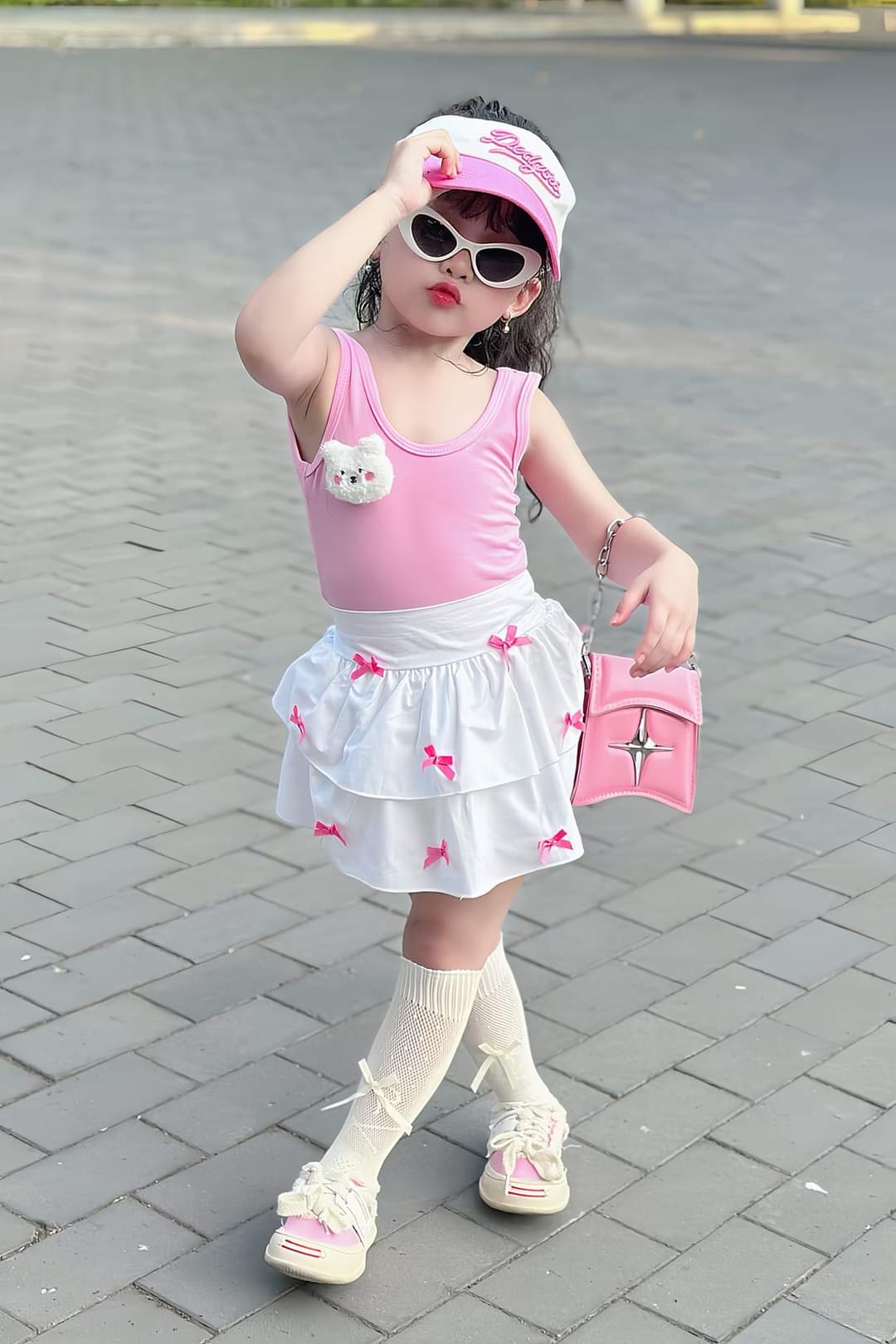 💜พร้อมส่ง💜ชุดเด็กผู้หญิง/C3.116_น้องหมีเสื้อชมพูน้ำหนัก 13 ถึง 14 kg