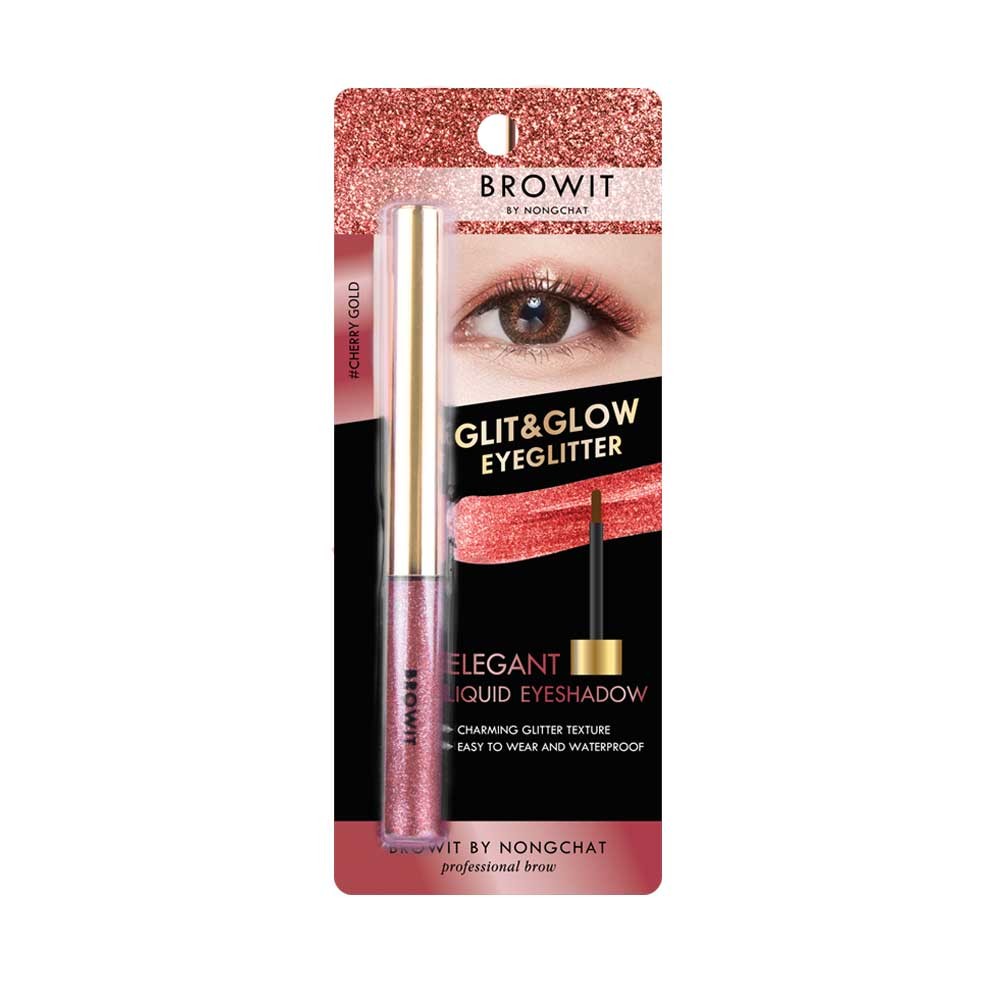Browit By Nongchat Glit and Glow Eyeglitter 3G. #3 CHERRY GOLD บราวอิท น้องฉัตร กลิตแอนด์โกลว์อายกลิตเตอร์ 3G. สี 3 CHERRY GOLD