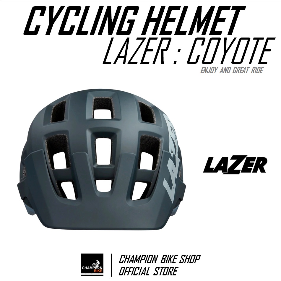 หมวกจักรยาน LAZER : COYOTE MTB BIKE HELMET สีน้ำเงินเข้มด้าน-เทาด้าน