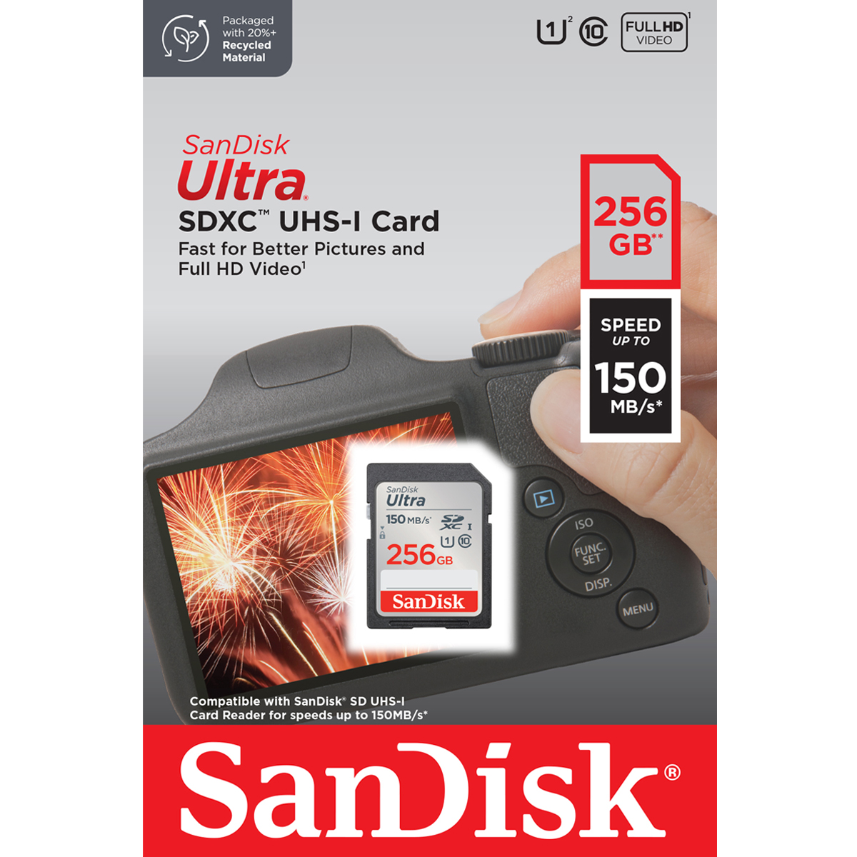 SanDisk Ultra SD Card Class10 256GB Speed 150 MB/s (SDSDUNC-256G-GN6IN) SDXC เมมโมรี่การ์ด สำหรับ SDCARD กล้องมิลเลอร์เลส DSLR Mirrorless ประกัน 10ปี