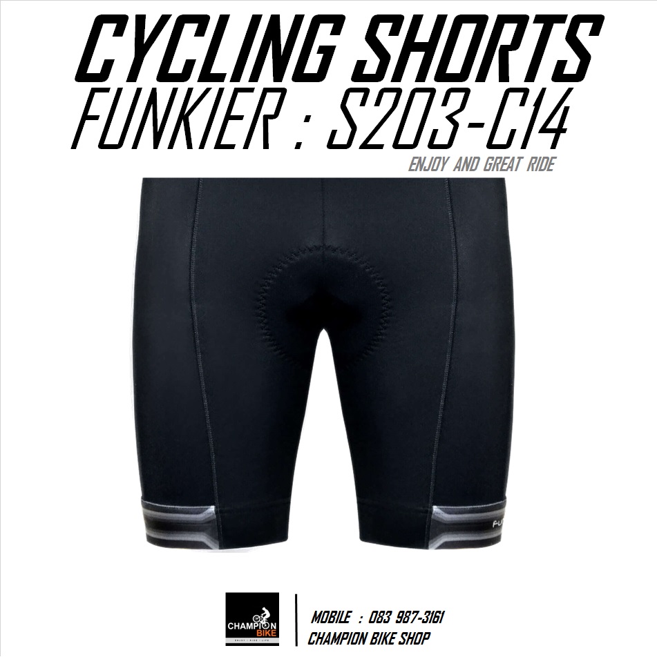 กางเกงปั่นจักรยาน ขาสั้น FUNKIER : S203-C14 VANEZIA PRO GEL PAD C14 CYCLING SHORT