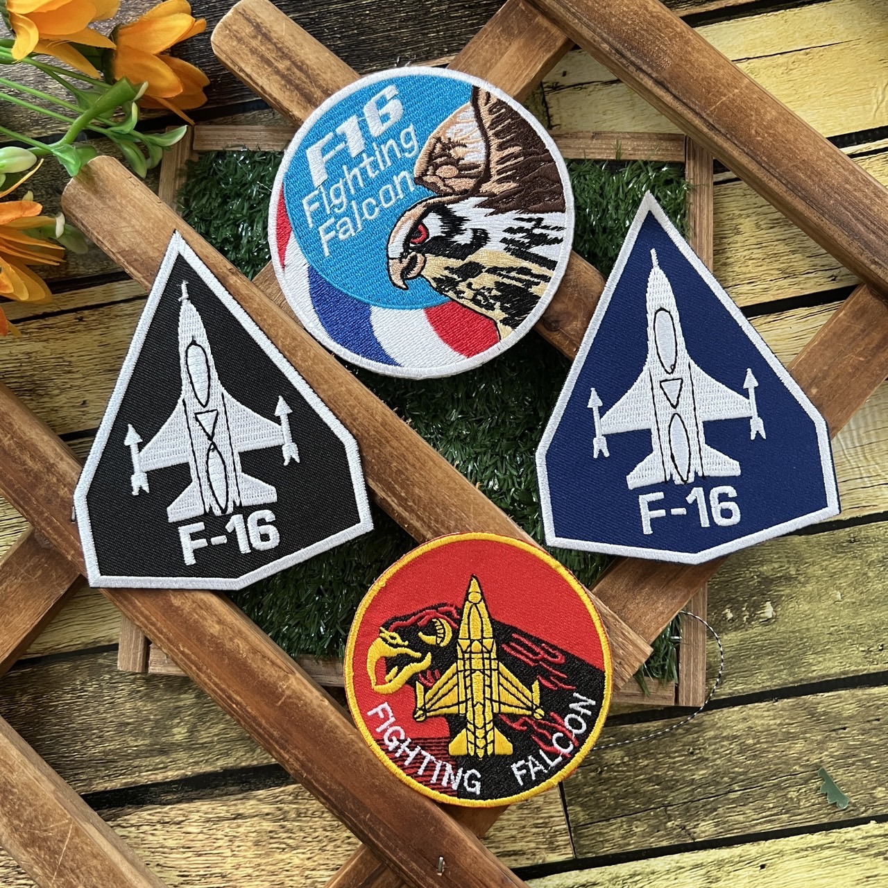 เครื่องบิน F-16 เครื่องแบบ Army ตัวรีดติดเสื้อ อาร์มรีด อาร์มปัก ตกแต่งเสื้อผ้า หมวก กระเป๋า แจ๊คเก็ตยีนส์ Badge Embroidered Iron on Patch