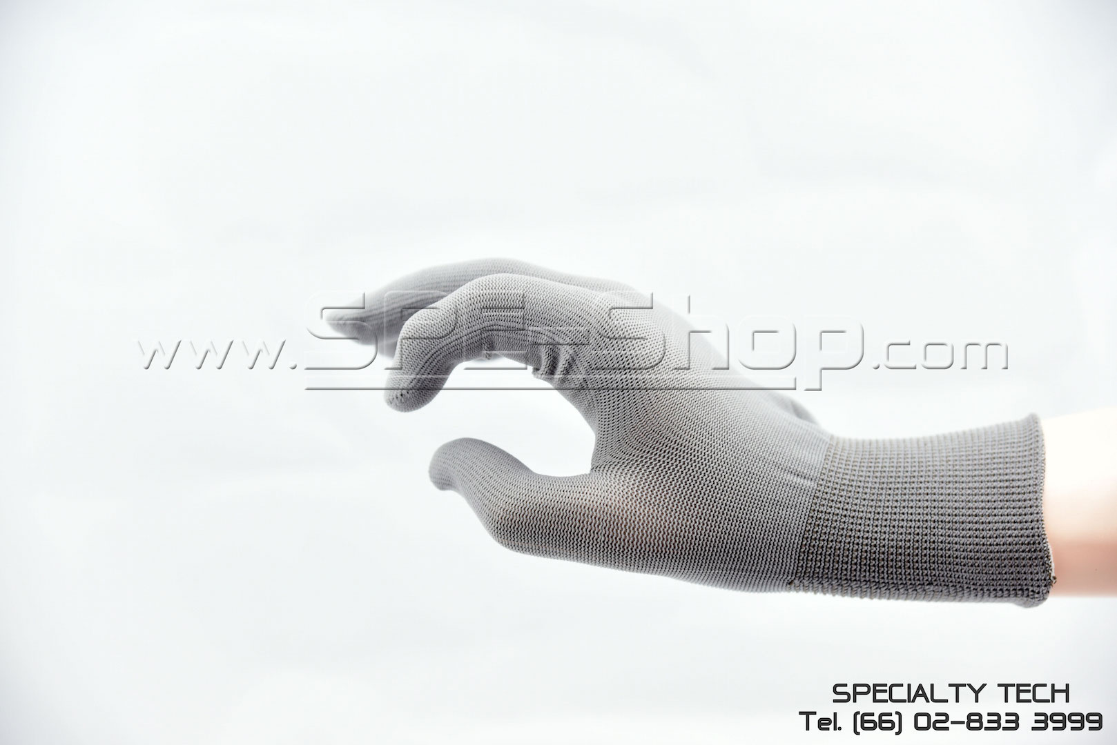 ถุงมือถักไม่เคลือบ (Nylon and PU uncoated Grey)