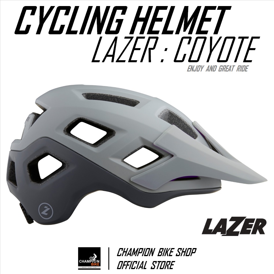 หมวกจักรยาน LAZER : COYOTE MTB BIKE HELMET สีเทาด้าน