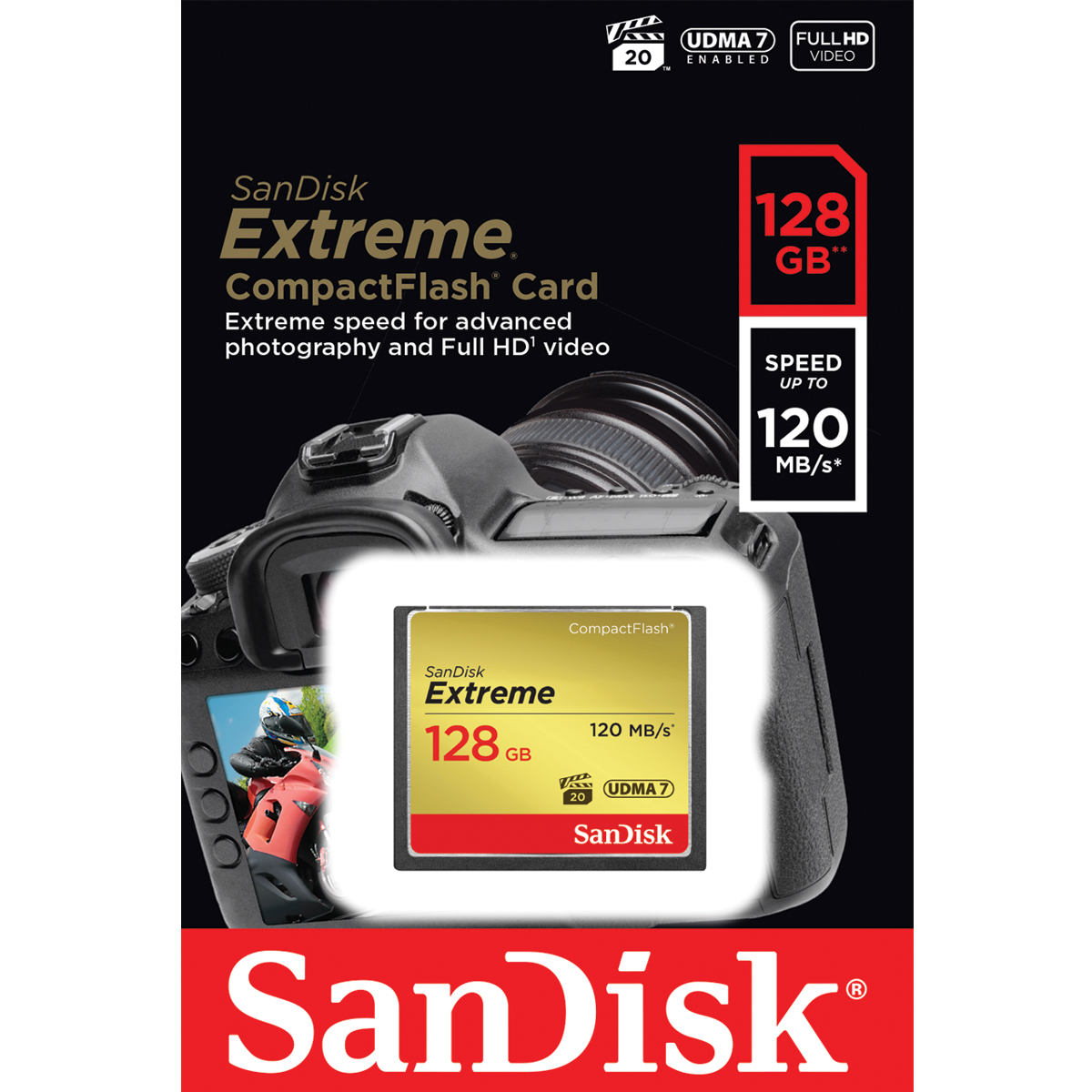 SanDisk Extreme CompactFlash Memory Card 128GB (SDCFXSB_128G_G46) CF Card เมมโมรี่ แซนดิส กล้อง ถ่ายรูป กล้องDSLR ประกัน Synnex ตลอดอายุการใช้งาน
