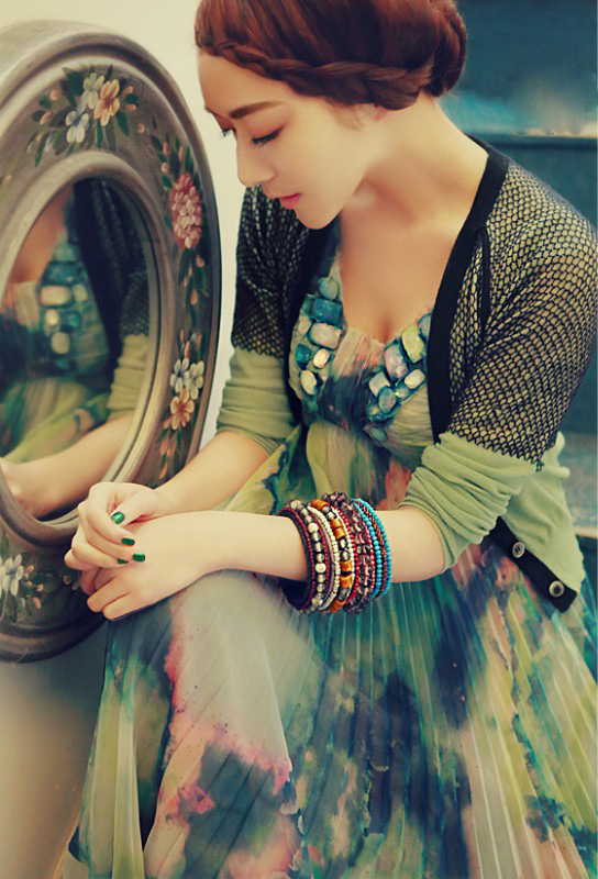 ชุดเดรสยาวไปงาน ผ้าชีฟองเนื้อดี โทนสีเขียว ส่งฟรี ems