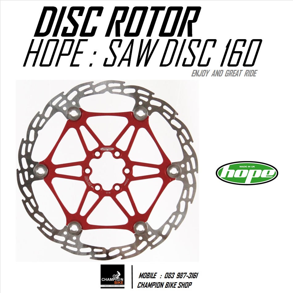 ใบดิส HOPE : SAW FLOAT BIKE DISC BRAKE ROTOR 160mm 6รู สีแดง (2ใบ)