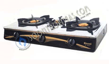 เตาแก๊สตั้งโต๊ะ 3 หัว หน้าสแตนเลส ข้างสี หัวเตาทองเหลือง Rinnai รุ่น RI-603E (NEW)