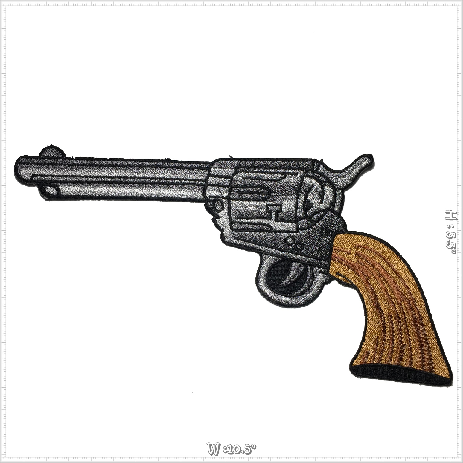 ลายปืน ตัวรีดติดเสื้อ อาร์มรีด อาร์มปัก ตกแต่งเสื้อผ้า หมวก กระเป๋า แจ๊คเก็ตยีนส์ Embroidered Iron on Patch ขนาดใหญ่