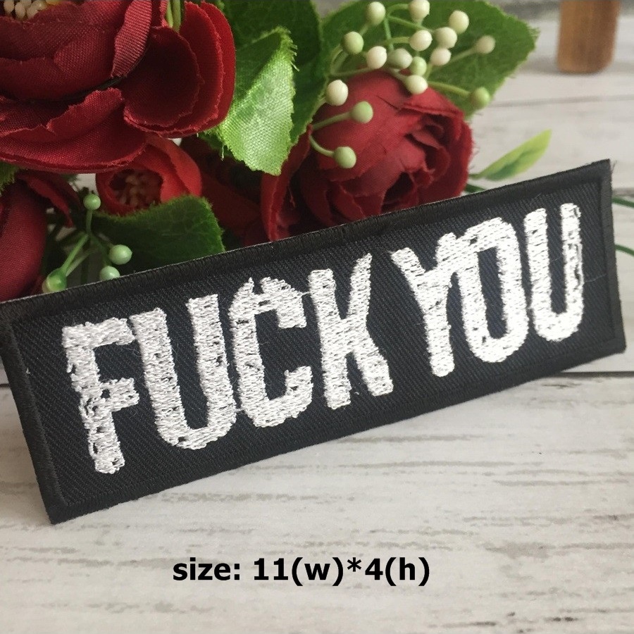 F You ตัวรีดติดเสื้อ อาร์มรีด อาร์มปัก ตกแต่งเสื้อผ้า หมวก กระเป๋า แจ๊คเก็ตยีนส์ Quote Embroidered Iron on Patch