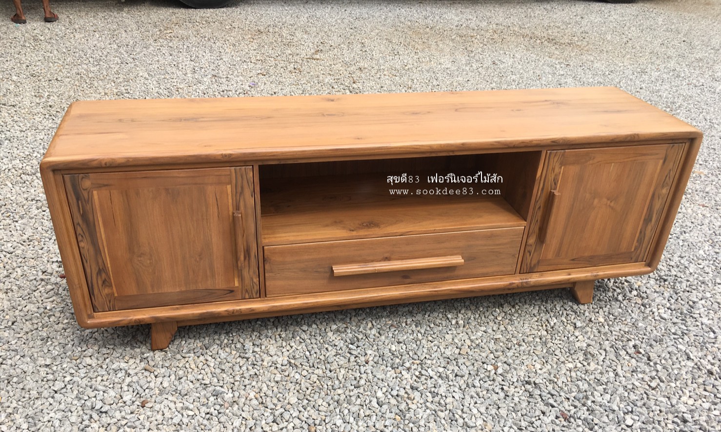 ตู้วางทีวีแบบเตี้ย (สีสัก)
