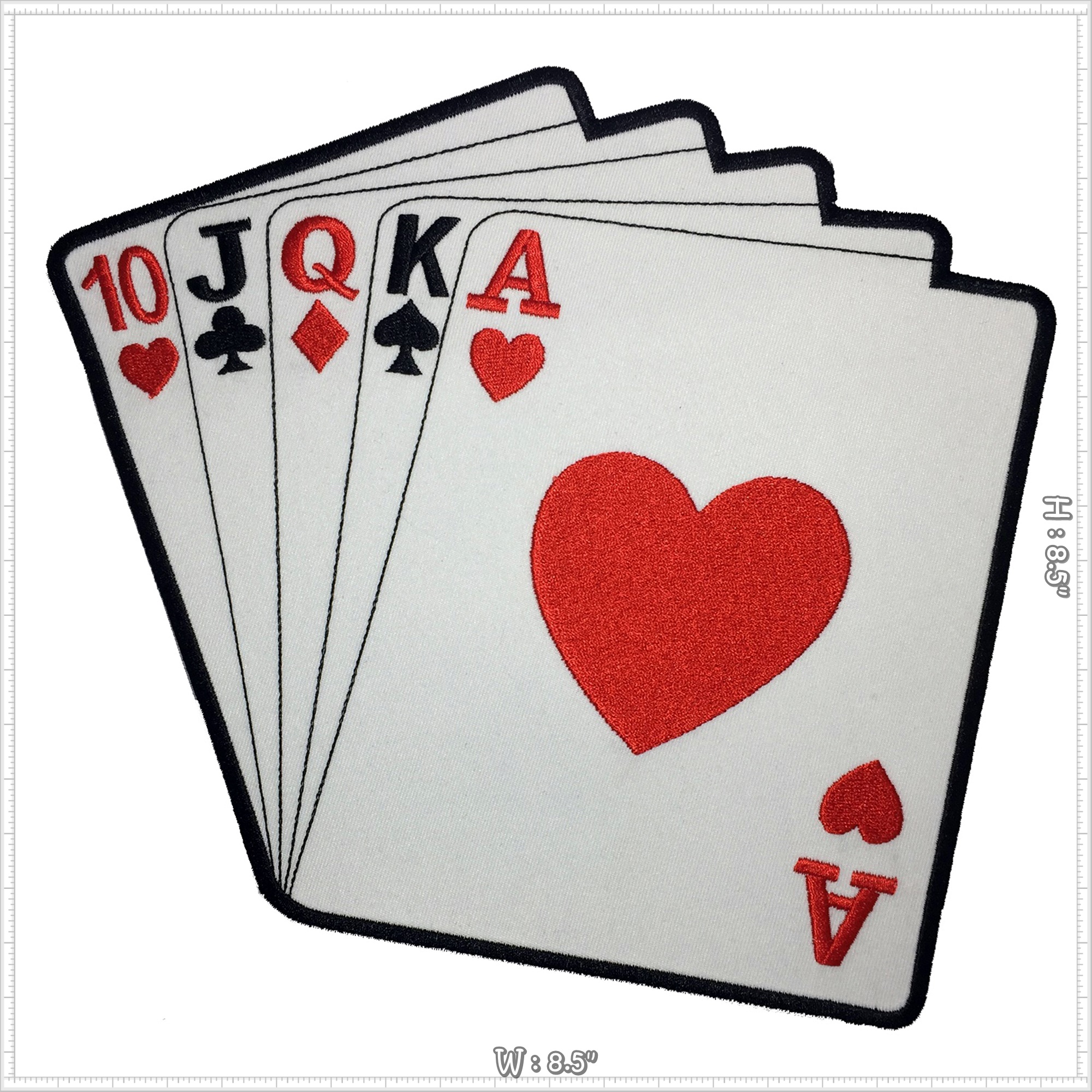 ไพ่โป๊กเกอร์ คาสิโน ตัวรีดติดเสื้อ อาร์มรีดติดเสื้อ อาร์มปัก ตกแต่งเสื้อผ้า แจ๊คเก็ตยีนส์ Embroidered Iron on Patch ขนาดใหญ่