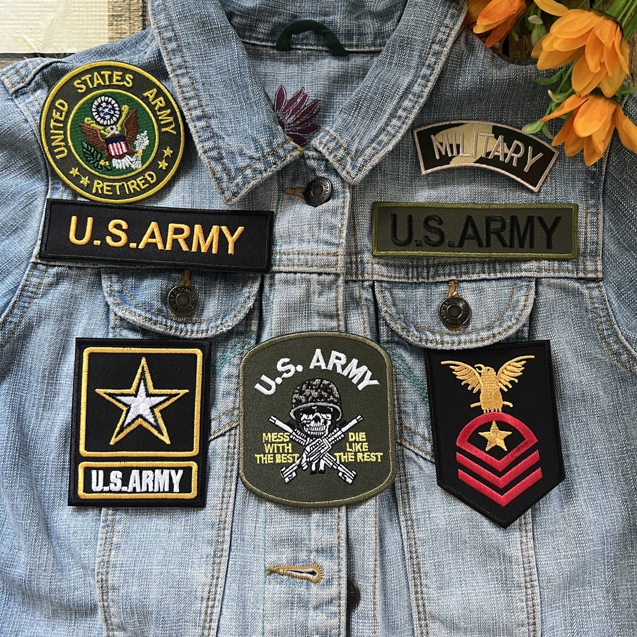 U.S. Army ตัวรีดติดเสื้อ อาร์มรีด อาร์มปัก ตกแต่งเสื้อผ้า หมวก กระเป๋า แจ๊คเก็ตยีนส์ Badge Embroidered Iron on Patch สำเนา