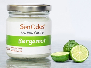 SenOdos เทียนหอม อโรม่า เทียนหอมสปา Bergamot Scented Soy Candle Aroma 190 g. -กลิ่นมะกรูด
