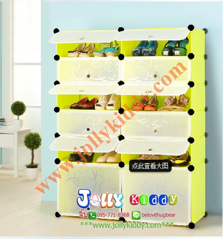 A10111 ตู้เก็บรองเท้า DIY แบบ 12 ช่อง สีดำ