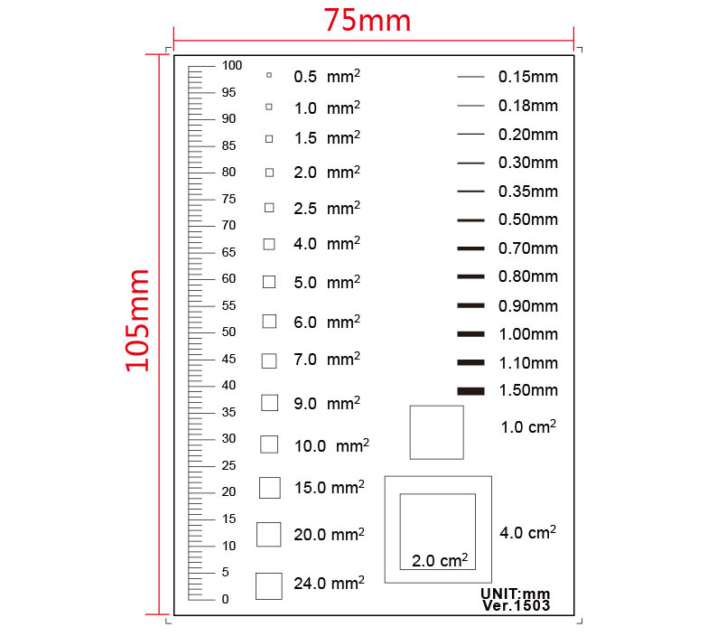 แผ่นใสสำหรับตรวจเช็คชิ้นงาน,Point Line Gauge Film Soft Ruler Area Stain Comparison Card Highly Transparent PET Ruler for Factory QC Benchmark Test.