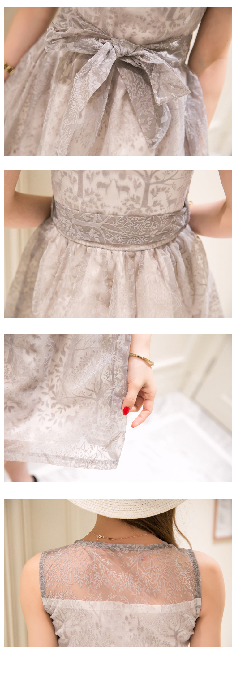 ชุดเดรสสีเทาแขนกุด ส่งฟรี ems