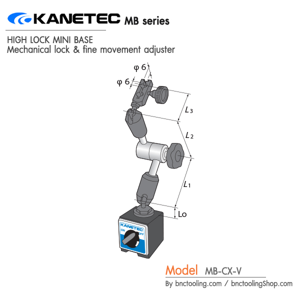KANETEC,HIGH LOCK MINI BASE,Mechanical lock & fine movement adjuster, Holding Holding 160N,MB-CX-V