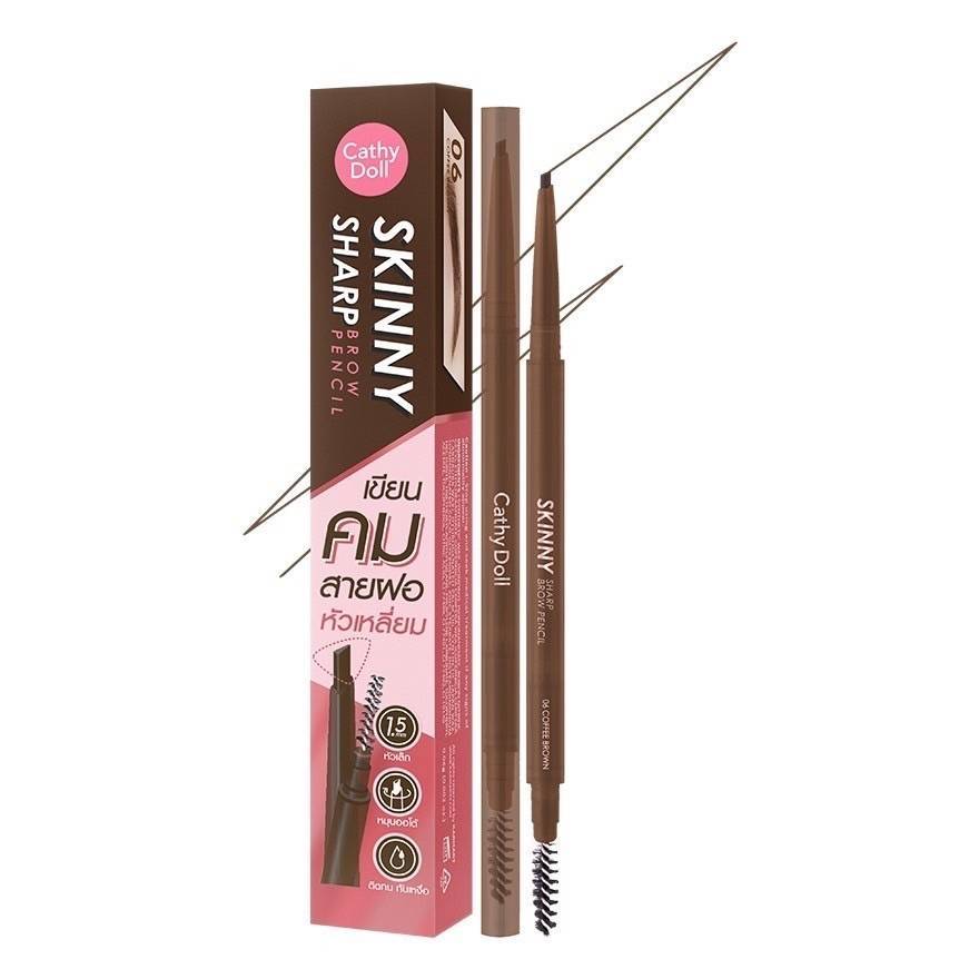 Cathy Doll Skinny Sharp Brow Pencil 0.06g #06 Coffee Brown เคที่ดอลล์ สกินนี่ชาร์ปบราวเพ็นซิล 0.06g เคที่ดอลล์ ดินสอเขียนคิ้ว ออโต้ หัวเล็กเพียง 1.5 mm สี06 คอฟฟี่บราวน์
