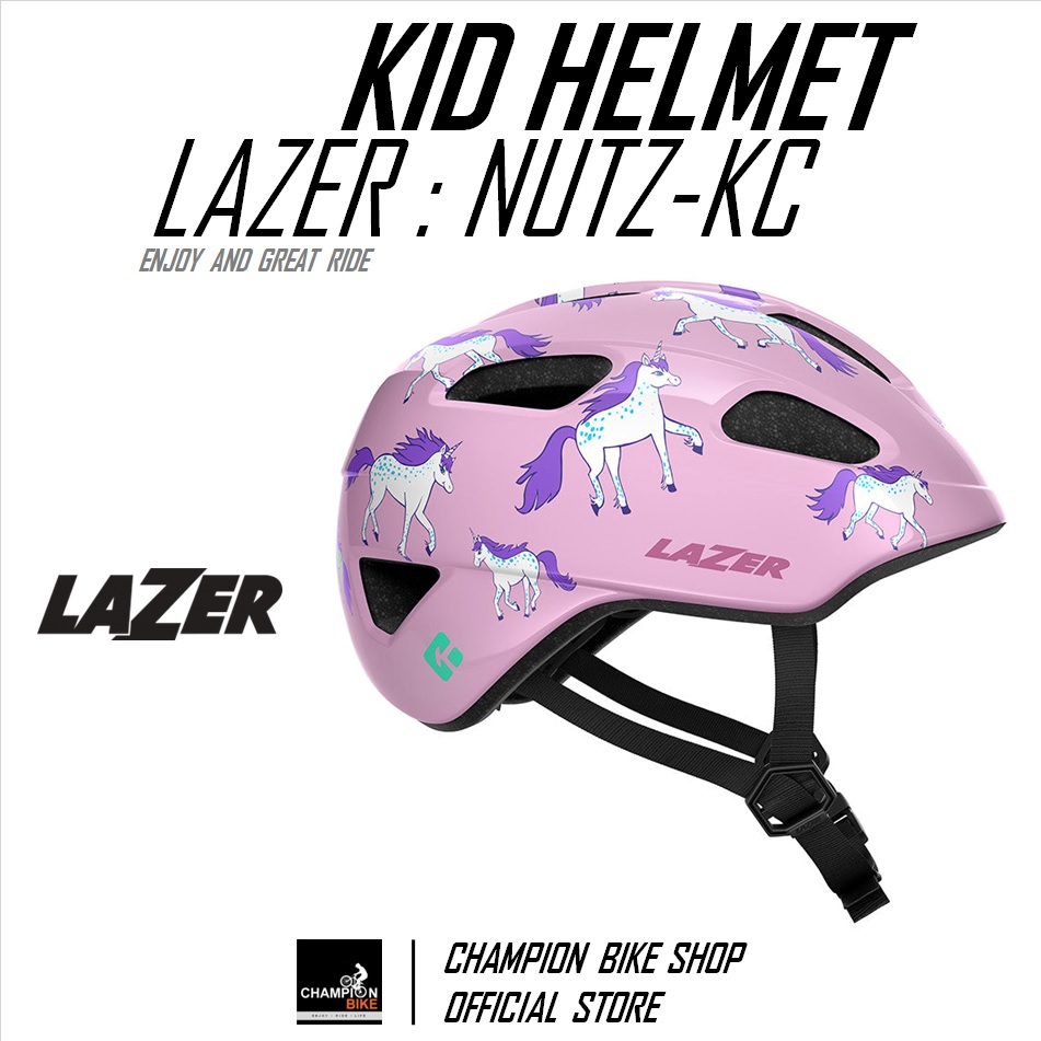 หมวกจักรยานเด็กโต LAZER : NUTZ KINETICORE KID HELMET สีชมพู UNICORNS