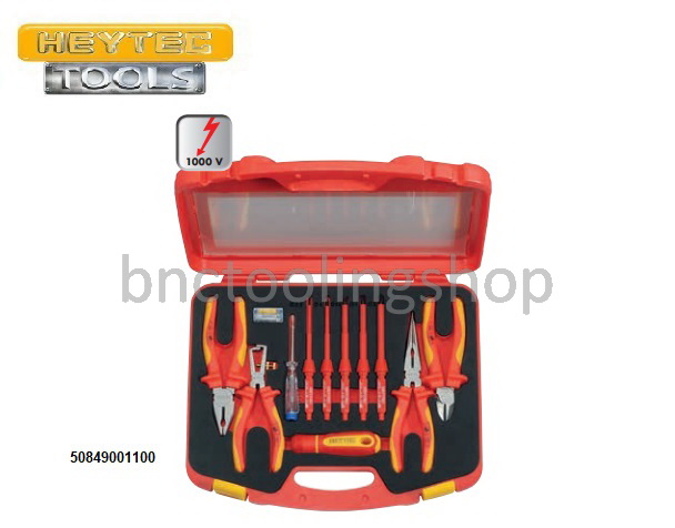เครื่องมือชุดหุ้มฉนวนกันไฟ 1000โวลท์ พร้อมถาดเครื่องมือ 12ชิ้น,VDE tool set with 2 components foam insset 12pcs,HEYTEC,50849001100