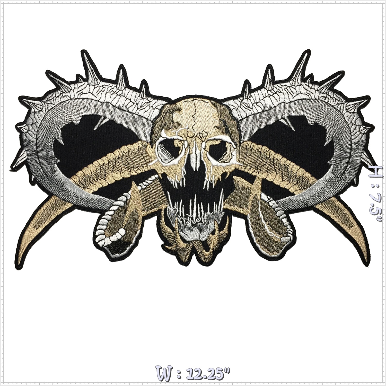 ปีศาจ ซาตาน เดมอน ตัวรีดติดเสื้อ อาร์มรีด อาร์มปัก ตกแต่งเสื้อผ้า หมวก กระเป๋า แจ๊คเก็ตยีนส์ Embroidered Iron on Patch ไซส์ใหญ่