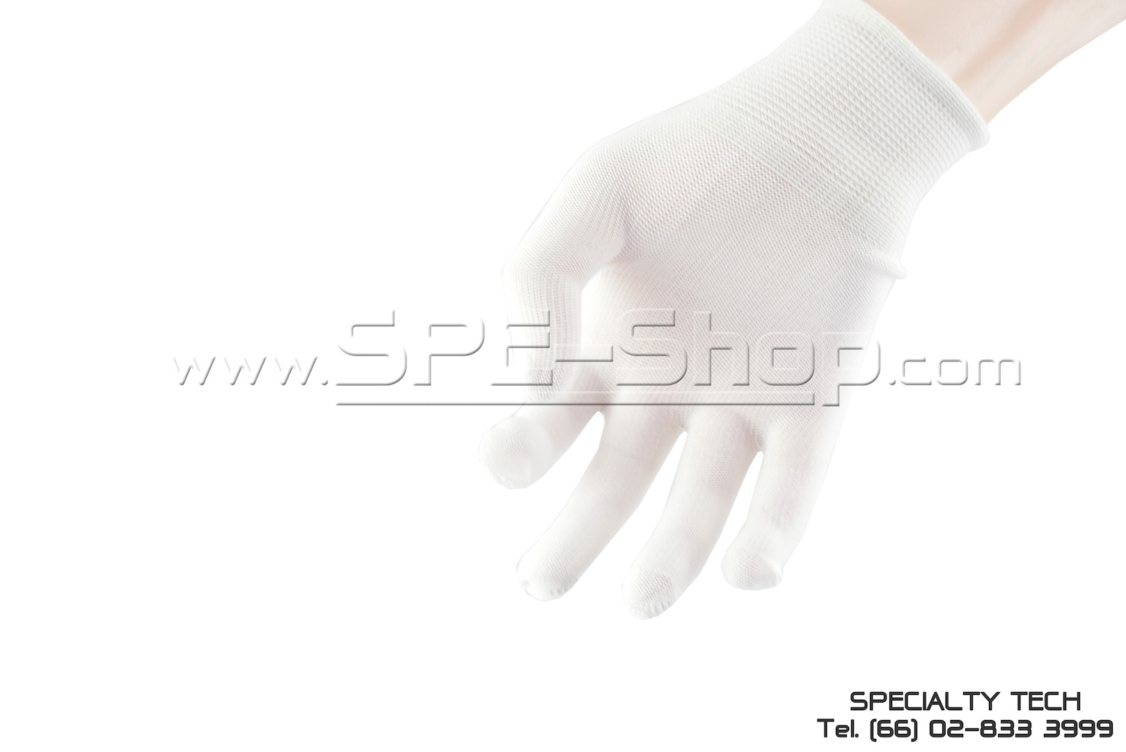 ถุงมือถักไม่เคลือบ (Nylon and PU uncoated White)