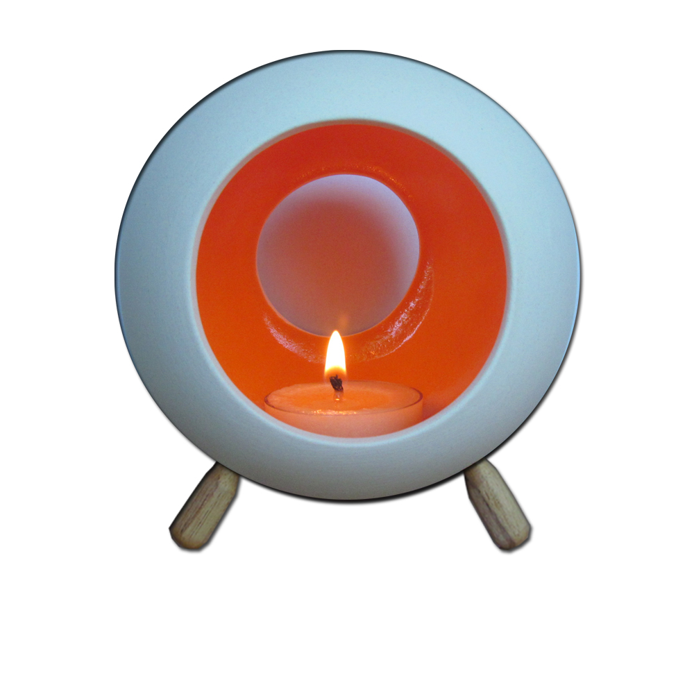 SenOdos เชิงเทียน ที่วางเทียนหอม อโรม่า เซรามิค รูปทรงกลม (สีส้ม)/ Handmade Ceramic Tealight Candle Holder (Round Shape)