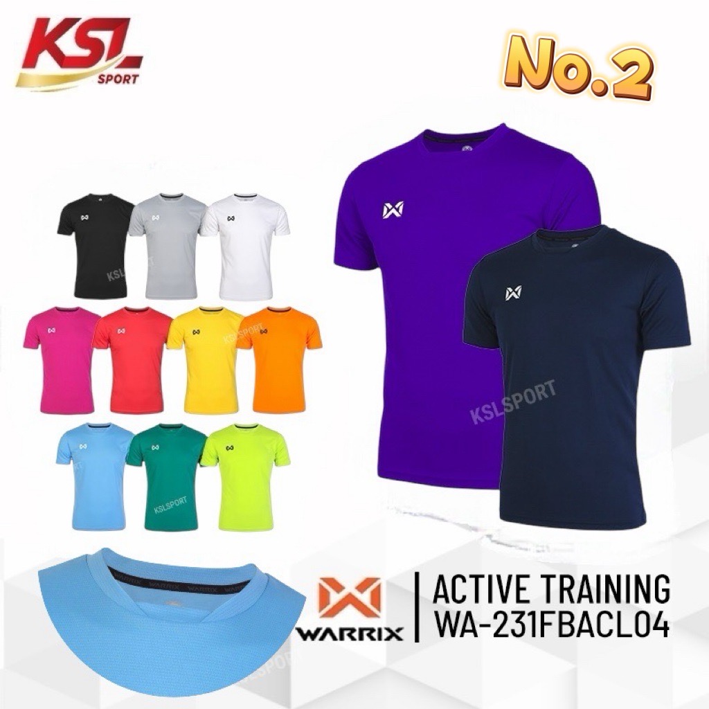 WARRIX เสื้อกีฬา Active Training SHIRT เสื้อออกกำลังกาย สีล้วน รหัส WA-231FBACL04 สีดำ/ขาว/เทา/กรมท่า/ส้ม