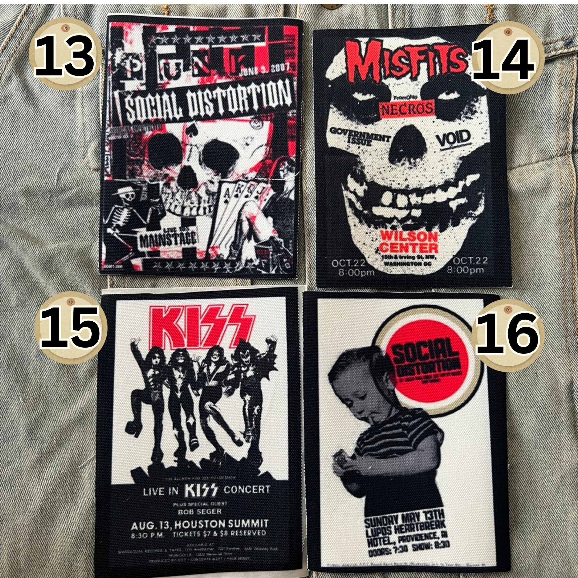 ตัวรีดติดเสื้อ วงดนตรี ร็อค วินเทจ พังค์ ผ้าแคนวาสพิมพ์ลาย ตกแต่งเสื้อผ้า Canvas Iron on Patch