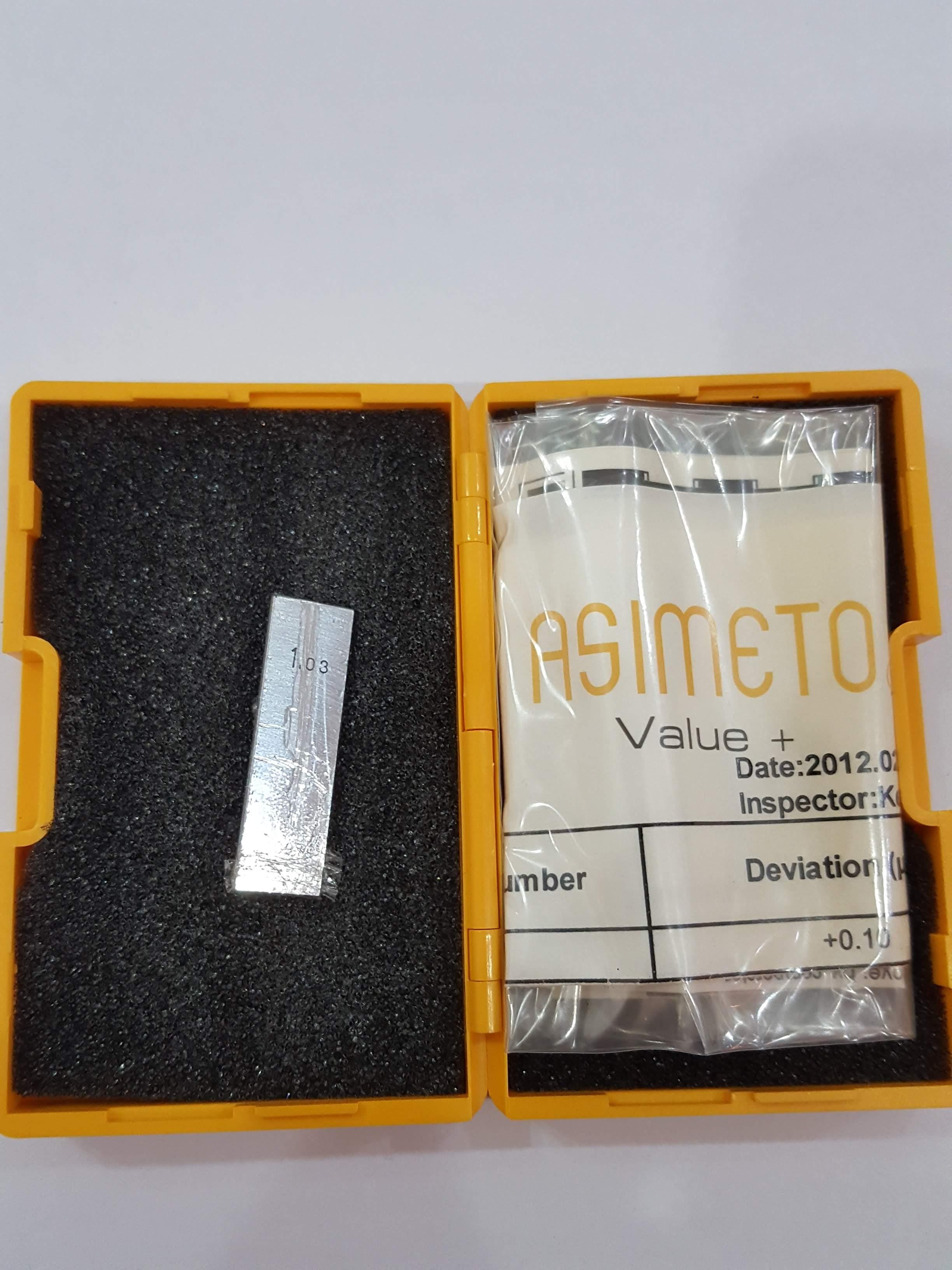 1.03 mm. Gauge Block แยกชิ้น, เกจบล็อคแบบแยกชิ้นAsimeto, ขนาด 1.03 mm, 1 ชิ้น, เกรด 1, RECTANGULAR GAUGE BLOCK (STEEL), Gard 1