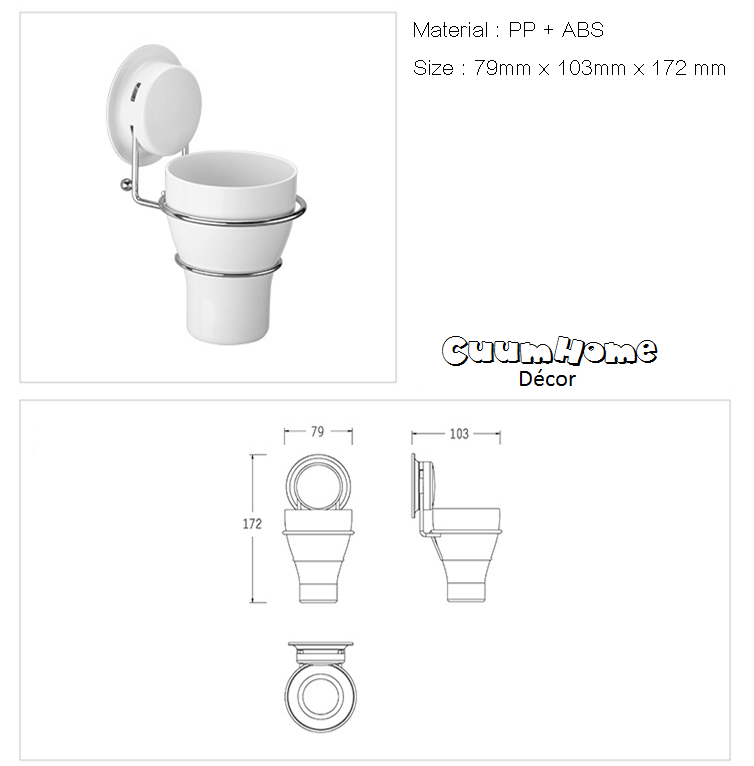 VR-44 ถ้วยน้ำเดี่ยว ไม่ต้องเจาะผนัง