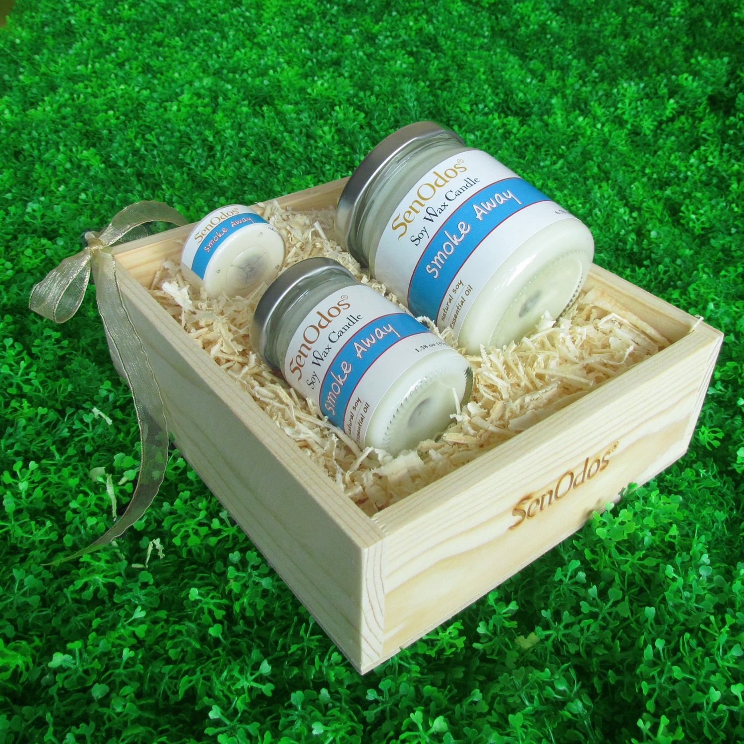 SenOdos Lover Set ชุดของขวัญ ชุดกิ๊ฟเซ็ต Gift Set เทียนหอม อโรม่า Smoke Away Scented Soy Candle Aroma Set ชุดเทียนกลิ่นเลิกบุหรี่ ลดบุหรี่ บรรจุในกล่องไม้สน รูปทรงเหลี่ยม สวยงาม คุณภาพดี นำเข้าจากนิวซีแลนด์