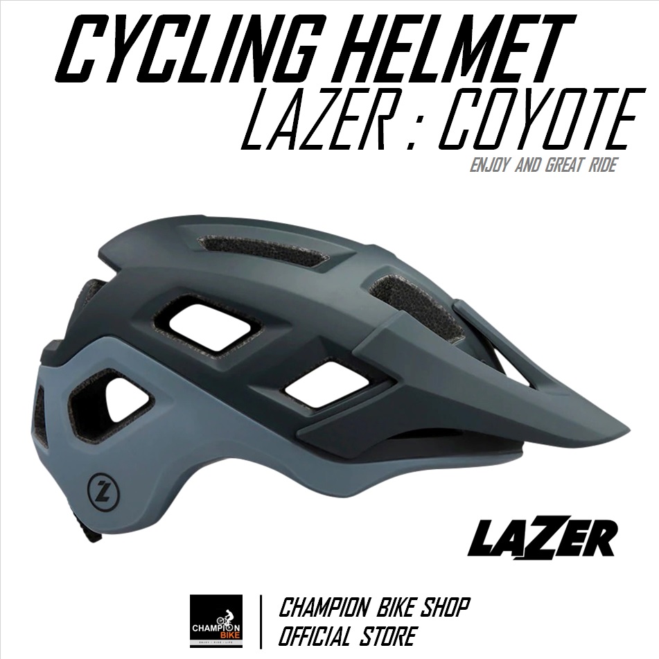 หมวกจักรยาน LAZER : COYOTE MTB BIKE HELMET สีน้ำเงินเข้มด้าน-เทาด้าน