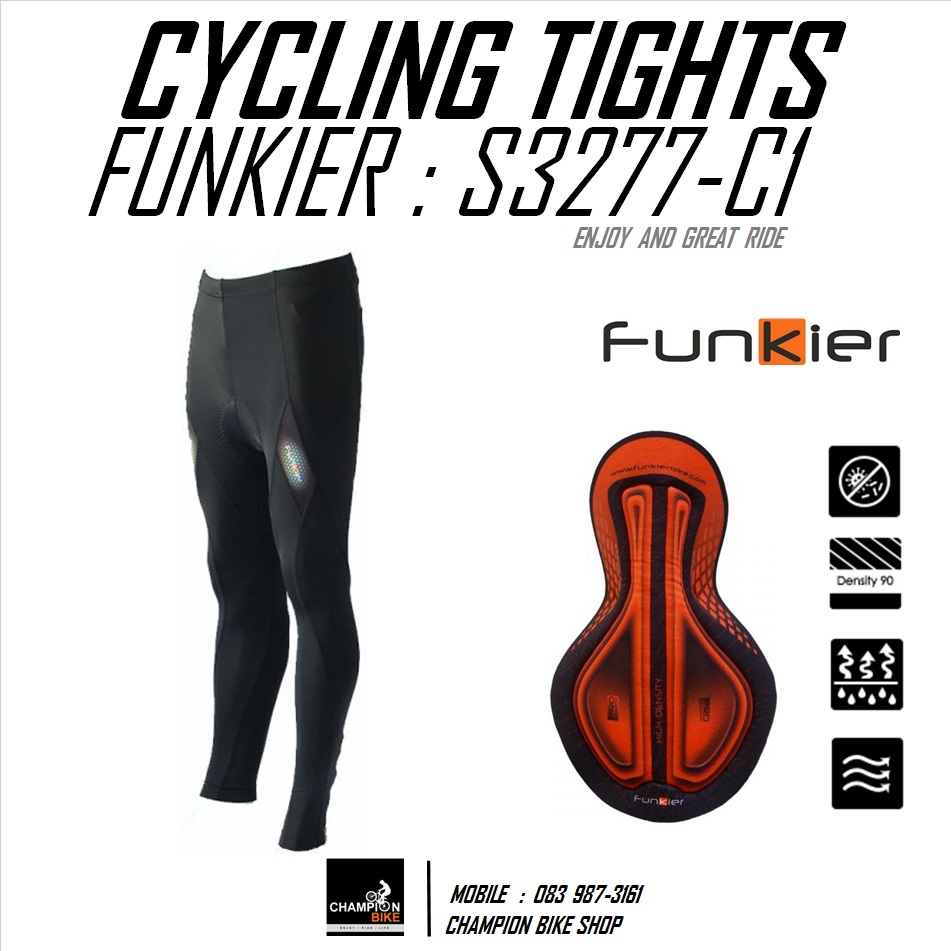 กางเกงปั่นจักรยาน ขายาว FUNKIER : S3277-C1 GENTS PRO TIGHTS เป้าโปร