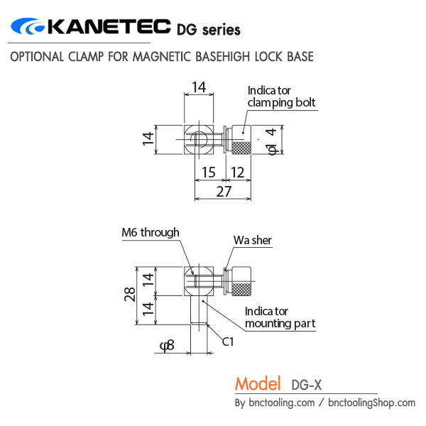 KANETEC,OPTIONAL CLAMP FOR MAGNETIC BASEHIGH LOCK BASE,DG-X