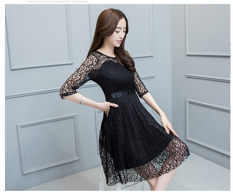 ชุดเดรสผ้าลูกไม้สีดำ ส่งฟรี ems