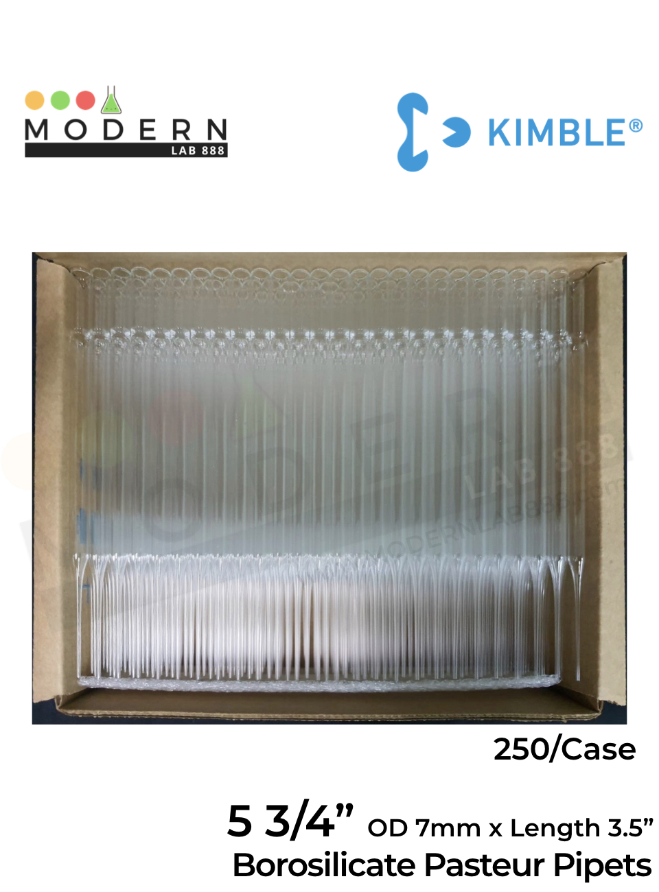 5 3/4" Borosilicate Pasteur Pipets (250ชิ้น/กล่อง)
