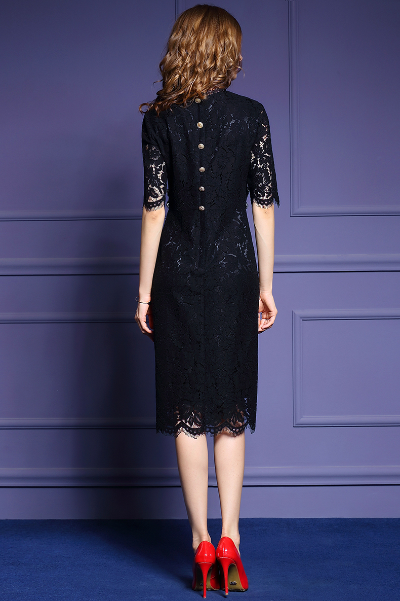 ชุดเดรสผ้าลูกไม้สีดำ ส่งฟรี ems