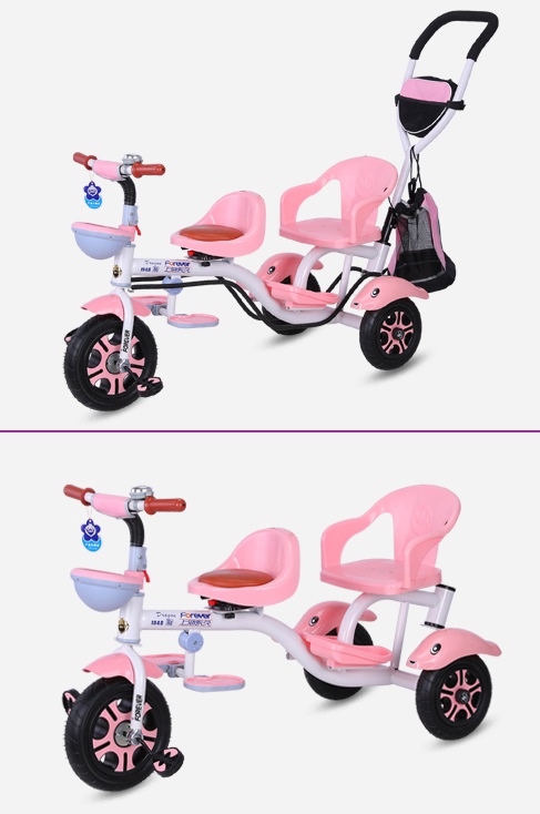 รถสามล้อเด็กแฝด มัลติฟังชั่น2in1 มีคันบังคับเข็น ปรับใช้เป็นรถเข็นได้ TP 21521