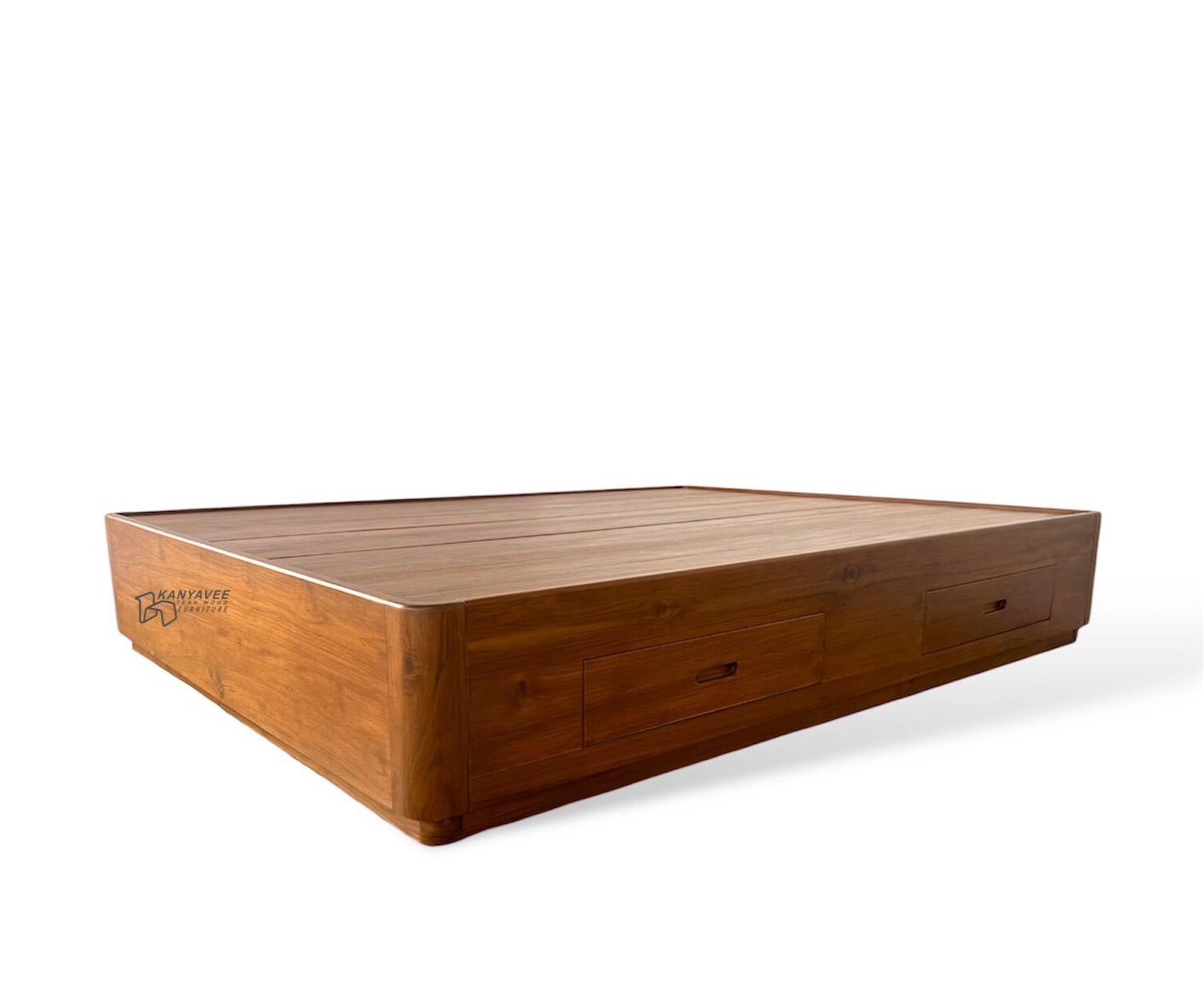 เตียงไม้สักไม่มีหัวเตียง ขอบมน 5 ฟุต