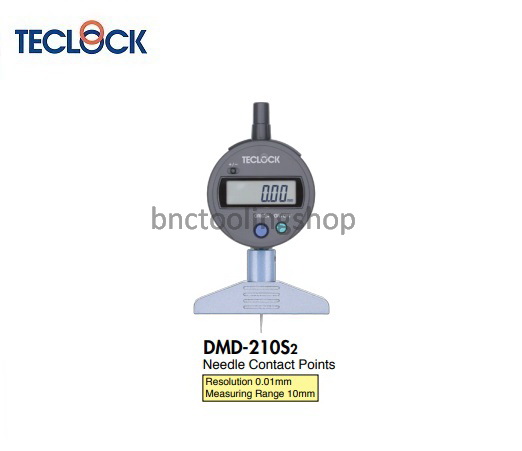 เกจวัดความลึกดิจิตอลขนาด 10มิล ความละเอียด 0.01 มิล,Digital Depth Gauge Range 10mm Graduation 0.01mm,TECLOCK,DMD-210S2