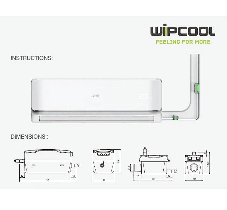 ปั๊มน้ำทิ้ง กาลักน้ำ Mini Condensate Pump แบรนด์ WIPCOOL (WIPC-P16)
