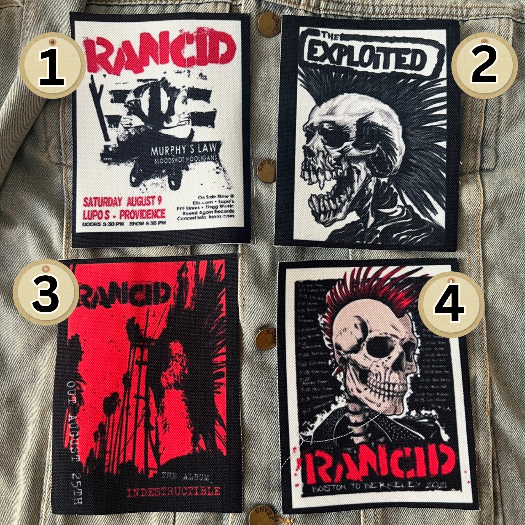 ตัวรีดติดเสื้อ วงดนตรี ร็อค วินเทจ พังค์ ผ้าแคนวาสพิมพ์ลาย ตกแต่งเสื้อผ้า Canvas Iron on Patch