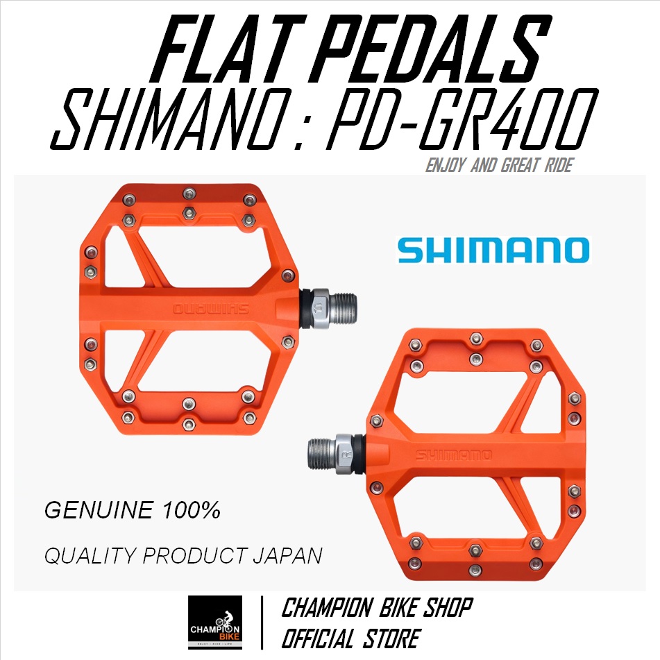 บันไดเสือภูเขา บันไดทัวร์ริ่ง บันไดซิตี้ไบค์ SHIMANO : PD-GR400 AM TL MTB FLAT PEDALS สีส้ม