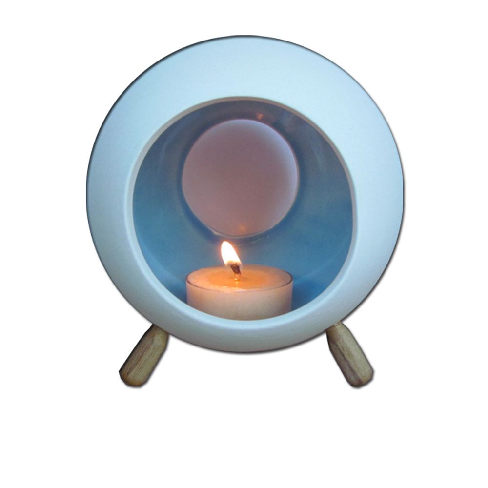เชิงเทียน ที่วางเทียนหอม อโรม่า เซรามิค รูปทรงกลม (สีฟ้า) / Handmade Ceramic Tealight Candle Holder (Round Shape)