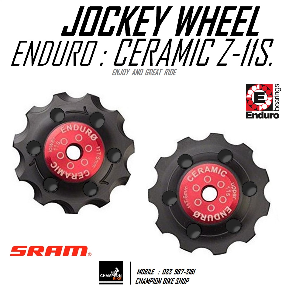 เฟืองตีนผีเซรามิค ENDURO : CERAMIC ZERO JOCKEY WHEEL FOR SRAM DERAILLEUR 11 SPEED สีแดง