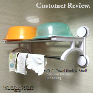 VR-31 ชั้นวางและแขวนผ้าขนหนู ไม่ต้องเจาะผนัง